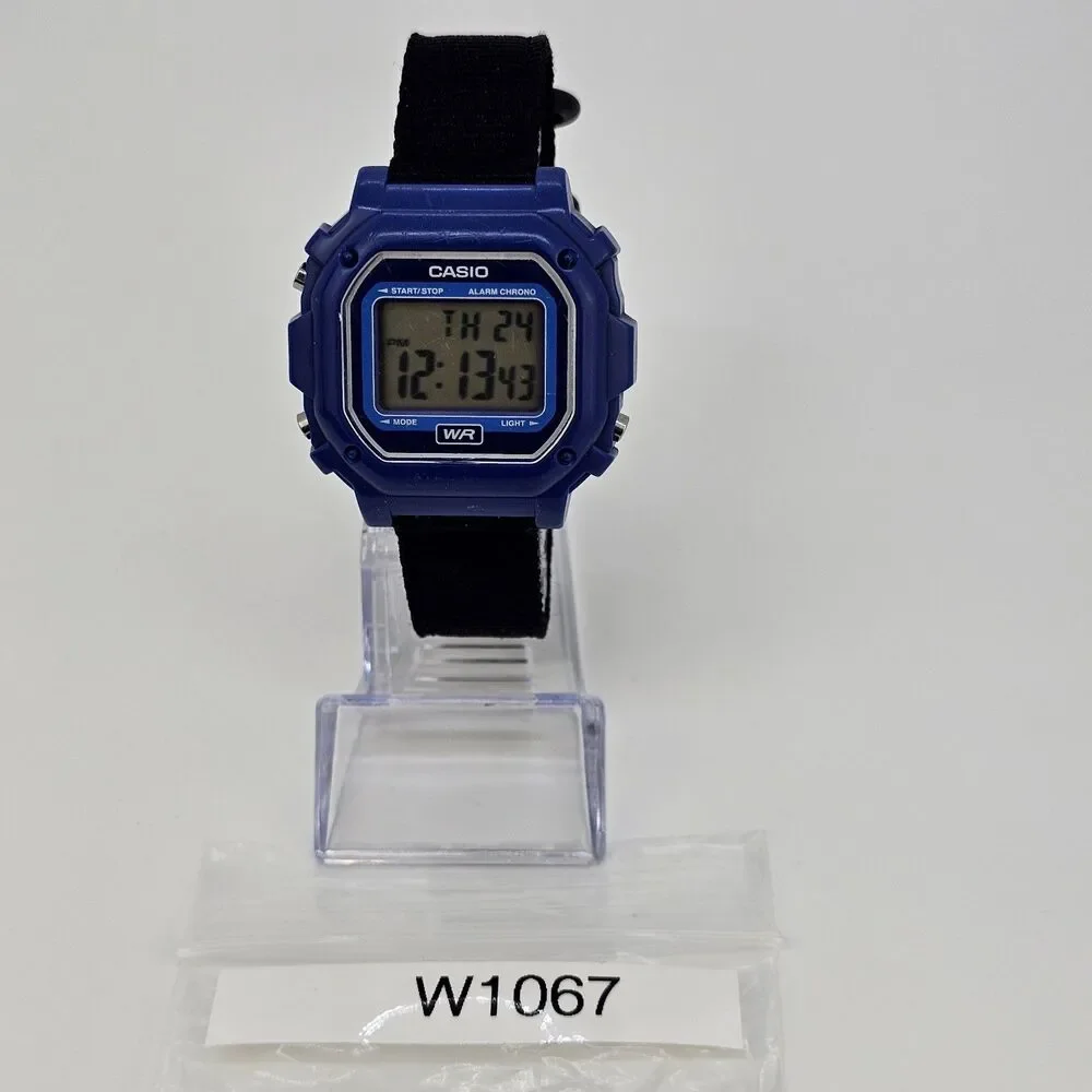 CASIO Illuminator 43MM Blue Tone Case Digital Men's Watch New Black Canvas Bands